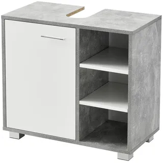 [en.casa] Waschbeckenunterschrank Narvik 56x60x31 cm Betonoptik/Weiß