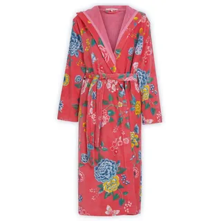 PiP Studio Bademantel Good Evening Koralle Sauna Frottier Blumen Blüten Morgemantel Geblümt Kapuze, Größe:M