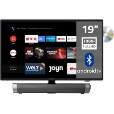 Reflexion_TV LDDW19iSB+ DVD-PlayerSmart-TV 19 Zoll für Wohnmobile und Wohnwagen 12V KFZ-Adapter mit Soundbar HD Auflösung HDMI, WLAN, Bluetooth erschütterungsfest, schwarz, LDDW19i+