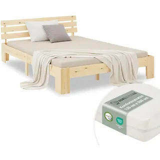 Homestyle4u Holzbett 120 x 200 cm Braun