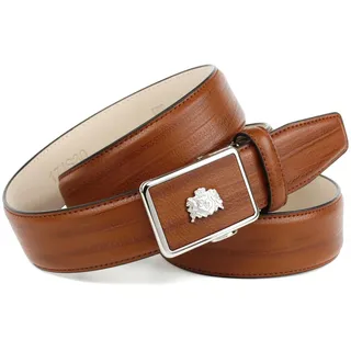 Ledergürtel ANTHONI CROWN, Herren, Gr. 95, braun (cognac), Leder, unifarben, Gürtel Ledergürtel, in Vintage-Optik, Schnalle mit Wappenmotiv