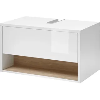 PLACES OF STYLE Waschbeckenunterschrank PLACES OF STYLE "Studio Line, Badschrank in Hochglanz Weiß, Waschtisch", weiß (weiß, eichefarben), B:80cm H:44cm T:46cm, Schränke, Waschbeckenunterschrank, in zwei Farben verfügbar, ausreichend Stauraum