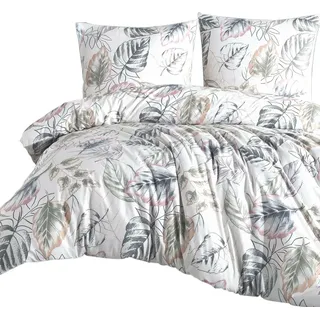 Bettwäsche, dicker, warmer Flanell, 100% Baumwolle 200x220cm 31505-1 Blätter - Beige