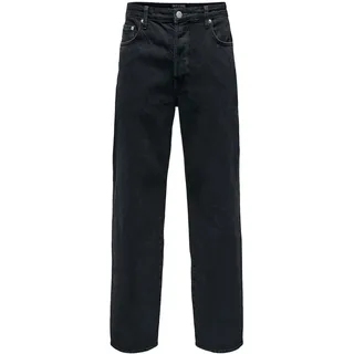 ONLY & SONS Herren Jeans ONSFADE Loose - Mid Waist - Relaxed Fit - Schwarz Blau, Größe:32W / 30L, Farbe:22026778 Washed Black