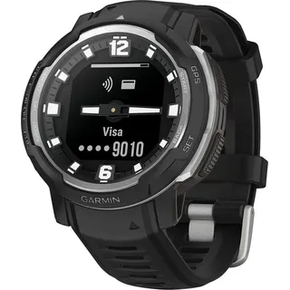 Garmin Instinct Crossover BT 45 mm Edelstahlgehäuse schwarz Silikonarmband schwarz One Size