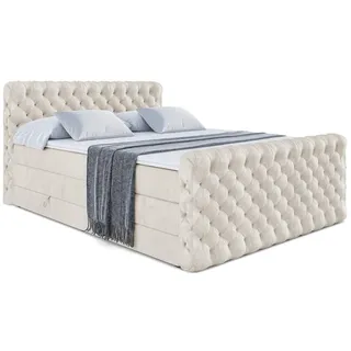 altdecor Boxspringbett Boxi8-Z King - 180x200 - H3/H4 - Creme - Holzwerkstoff - Höhe ca. 20 cm , 180x200 cm , Schlafzimmer, Betten, Boxspringbetten