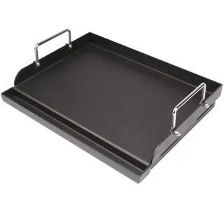 GFTIME Grillplatte 43 x 33cm, Universal Plancha für Gasgrills und Holzkohlegrills, Elektrogrill, Universal Grillpfanne Flache Oberplatte, Antihaftbeschichtung, Große Rechteckige Grillplatte, Schwarz