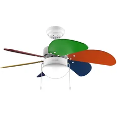 Cecotec EnergySilence Aero 360 ColorFull Deckenventilator mit Licht 50W, Durchmesser 36" (92cm), 3 Geschwindigkeiten, 6 umschaltbare Flügel, Winter-Sommer-Modus, Einzelgebrauch, Kettenschalter