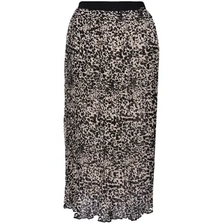 Superdry Damen Pleated MIDI Skirt Rock, Schwarz (Alaska Leopard Print O6V), L (Herstellergröße:14)