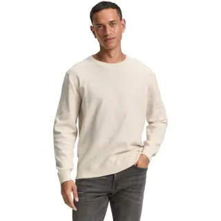 Tom Tailor 1047570 Structured Crewneck Knit Pullover - soft buttercream melange, - 3XL,