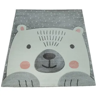 Paco Home "Cosmo 346", rechteckig 12 mm Höhe 3D-Design, niedliches Bär Motiv, Pastell-Farben, Kinderzimmer,