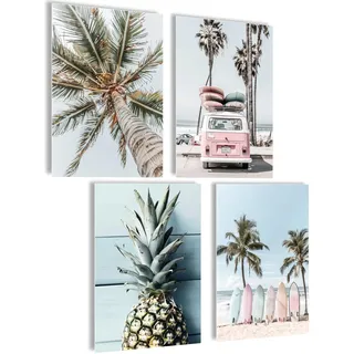 mojoliving Summer Vibes Poster Surfen Set Vintage Bilder Set Beach Deko aesthetic room decor Hawaii Deko Dommer Deko Poster Vintage summer aesthetic Hawaii Strand Bilder Surfer