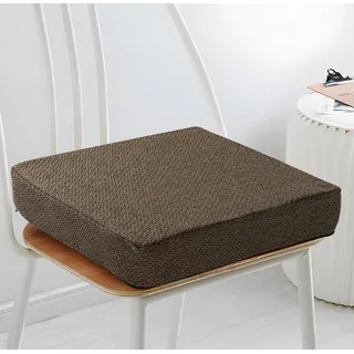 Schwar Textilien Sitzkissen Orthopädisch mit Memory Foam - Ergonomisches Sitzkissen Stuhl als Sitzerhöhung (10 cm) - Für Bürostuhl, Auto & Rollstuhl - rutschfest & Waschbar - Stuhlkissen 40x40 Braun