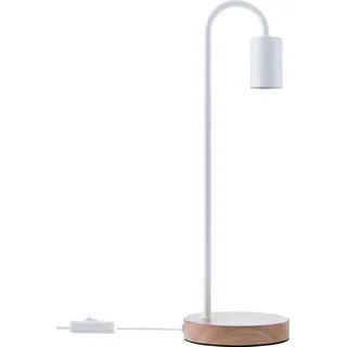 Tischlampe Nachttischlampe Schreibtischlampe Holz Fuß Höhe 40,5cm ø12,6cm E27 Farbe Weiß-Holzfarben - Weiß