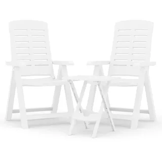 vidaXL 3-tlg. Garten-Essgruppe Weiß Polypropylen
