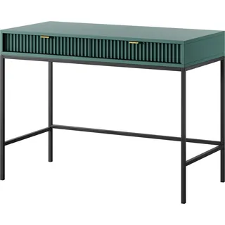 BETTSO Geriffelt Schminktisch Konsolentisch Schreibtisch Goldgriffe NOVA Grün mit Schwarzrahmen - Grün