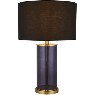 Tischleuchte Tischlampe E27 Glas Blau Schwarz Gold 52,5 cm Nachttisch