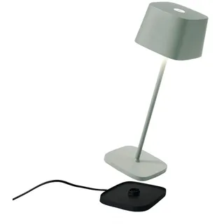 Zafferano, Ofelia Lampe, Kabellose, Wiederaufladbare Tischlampe mit Touch Control, Auch für den Außenbereich Geeignet, Dimmer, 2700-3000 K, Höhe 29 cm, Farbe Salbei