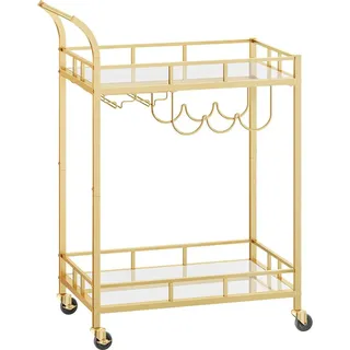 Servierwagen mit 2 verspiegelten Glasablagen in Gold
