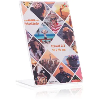 Fotoständer (Bilderrahmen) im Foto-Format 10 x 15 cm Fotoaufsteller als glasklarer Bilderständer, Fotorahmen, rahmenloser Bildhalter als Aufsteller aus PLEXIGLAS für ihre Lieblings-Fotos und Bilder