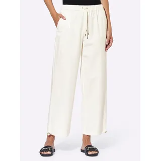 Schlupfhose HEINE, Damen, Gr. 34, Normalgrößen, beige (ecru), 92% Baumwolle, 8% Leinen, unifarben, 7/8-Länge, Hosen Schlupfhose