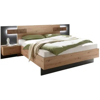 Carryhome Bettanlage , Eiche Artisan , Holzwerkstoff , 180x200 cm , Beleuchtung , Schlafzimmer, Komplette Schlafzimmer und Serien, Schlafzimmerserien