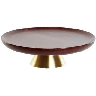 Home ESPRIT Tablett Braun Gold Aluminium Akazie 30 x 30 x 8,5 cm