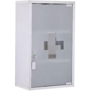 Homcom Medizinschrank Arzneischrank Erste Hilfe Schrank mit Schloss Edelstahl 30 x 18 x 50 cm