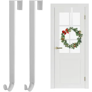 2 Stück Türhaken zum Einhängen für Kranz 38-60 cm Einziehbar Weihnachtskranz Haken Metall Tür Kranzaufhänger Türkranz Haken Weihnachtskranzaufhänger für Weihnachten, Haustür Dekorationen (Weiß)