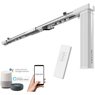 ABALON Elektrische Gardinenschiene, WLAN-Motor (2 Meter, Grau) | WLAN-Motor kompatibel mit Alexa, Google Home und der Tuya Smart App, Inklusive Fernbedienung, Wand- oder Deckenmontage