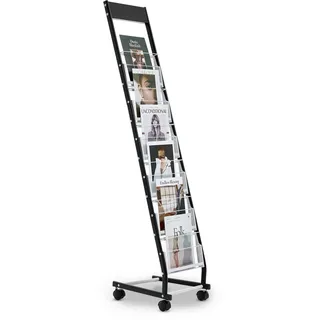 Vevor Prospektständer Zeitschriftenständer mit 6 Fächern, rollbarer Literaturständer Kataloghalter Schrägsteller, Buchständer Bodenaufsteller aus Metall für Messen, Büroshows, Ausstellung