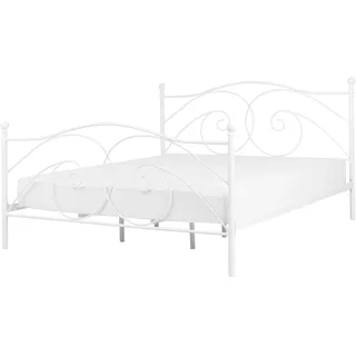 Beliani Metallbett Weiß Doppelbett 180 x 200 cm Bequem Romantisch - Weiß
