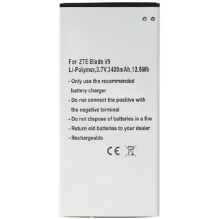 AccuCell Akku passend für ZTE Blade V9, Li-Polymer, 3,7V, 3400mAh, 12,6Wh