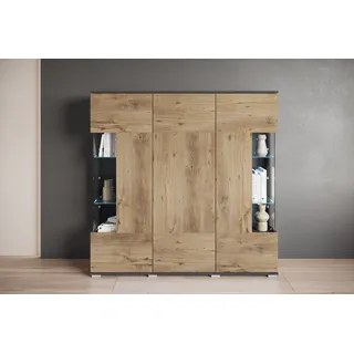 OTTO home Highboard 135 x 134 x 39,5 cm matera anthrazit / Kastanie breslau / Braun