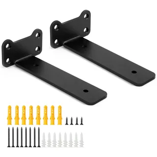 Romon Regalhalterung Regalträger 2 Stk, Schwerlastträger Regalkonsole Wandregal, Perfekte Wandkonsole Für Regal, Für Küche Wohnzimmer Lager Büro Aufbewahrung, Schwarz, 15,5cm