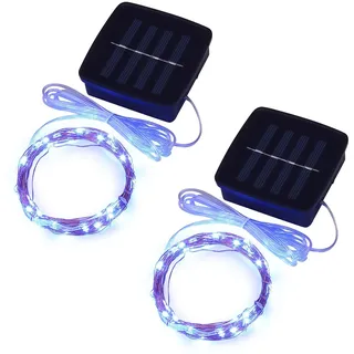 Solar Mini Teeny winzige Lichter, Sternen String Licht für Garten Fee, Baum, Geländer, Arbor, Zaun, 16 Fuß 50 LEDs, 2 Pack,Blau