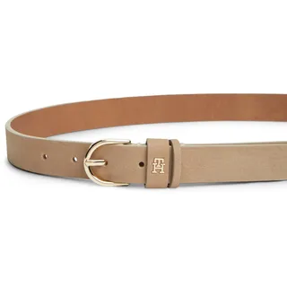 Ledergürtel TOMMY HILFIGER "ESSENTIAL EFFORTLESS NUBUCK", Damen, Gr. 95, beige (clayed pebble), Rindsleder, Gürtel Ledergürtel, 3,5 cm, samtartig, leicht angeraut