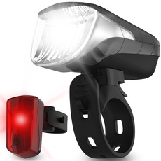 Velmia Fahrradlichter Set StVZO zugelassen mit USB Akku-Betrieb und 8,5h Leuchtdauer I LED regenfest und aufladbar I Fahrrad Licht, Zubehör, vorne + rücklicht