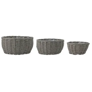 Bloomingville - Set of 3 - Fioria Flowerpot Grey Polyrattan (82056823)