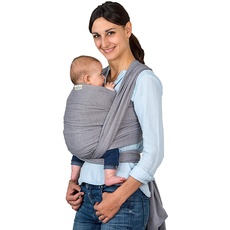 AMAZONAS Babytragetuch Carry Sling Grey - TESTSIEGER bei Stiftung Warentest mit Bestnote 1,7-450 cm 0-3 Jahre bis 15 kg in Grau