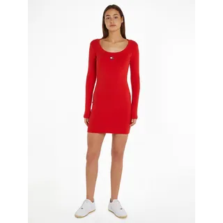 Tommy Jeans Jerseykleid »TJW BADGE RIB BODYCON LS«, mit Markenlabel TOMMY JEANS Deep_Crimson XL (42)