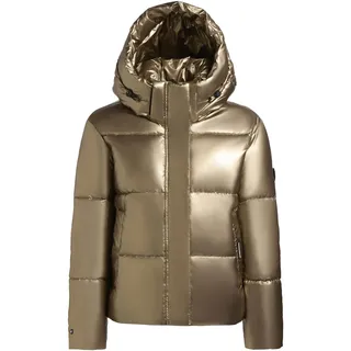 Steppjacke KHUJO "Steppjacke Devina Shiny-YM", Damen, Gr. S, gold, Obermaterial: 50% Polyurethan PU. 50% Polyester PES.  Obermaterial: Futter: 100% Nylon NY. 100% Polyester PES., Jacken Steppjacke