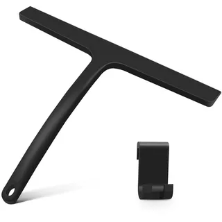 Vonsera Duschabzieher, Abzieher Dusche Silikon mit Edelstahlkern, Fensterabzieher Schwarz mit Halterung für Dusche, Bad, Fliesen, Spiegel, Fenster, 24CM