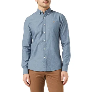 Perry Ellis Herren Steen Slim Fit gebürsteter Baumwolle Hemd, blau, S
