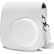 Cpano PU Leder Kameratasche für Instax Mini 11 Sofortbildkamera mit verstellbarem Riemen und Tasche (Weiß)