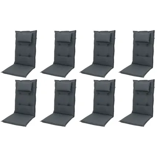 Doppler 8x 7840 Hochlehner Gartenstuhl Auflagen Kopfkissen anthrazit