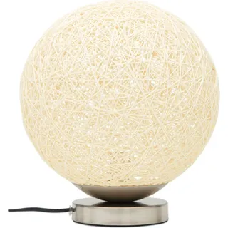 Konsimo Tischlampe 1.5m und E14 "KOLLA", Silber, Metall/Rattan, Modern, 25/27cm - Silber