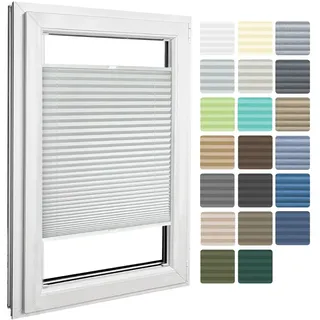 Home-Vision Premium Plissee zum Anschrauben Silber B75cm x H200cm | Blickdichtes Fensterrollo mit Halterungen zum Bohren in der Glasleiste Sonnenschutz Jalousie für Fenster & Türen