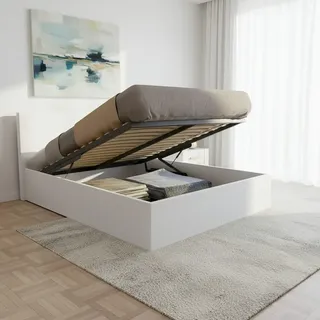 WEBER INDUSTRIES Zeitgenössische Barcelona Bett Premiumqualität Polyurethan 160 x 200 cm, weiß, 160 x 200 cm