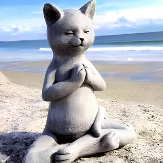 MINGZE Meditierende Bulldogge Statue, Harzmaterial Wasserdicht Bulldogge Buddha Yoga Katze Figur Dekorative Tischplatte Sammlerstück für Heimdekoration Indoor Ornament Garten Outdoor Hof